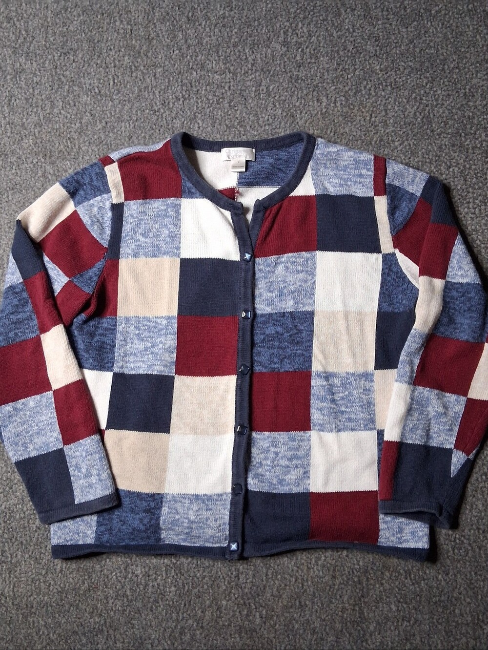 Christopher & Banks Womens Patchwork Colorblock Cardigan Sweater L